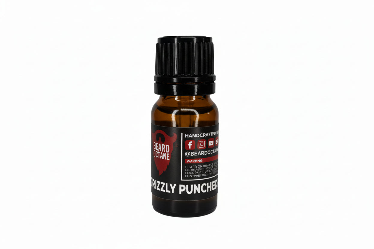 Grizzly Puncher Beard Oil - Teakwood, Oakmoss & Bergamot - 10ml Sampler size - Beard Octane Australia
