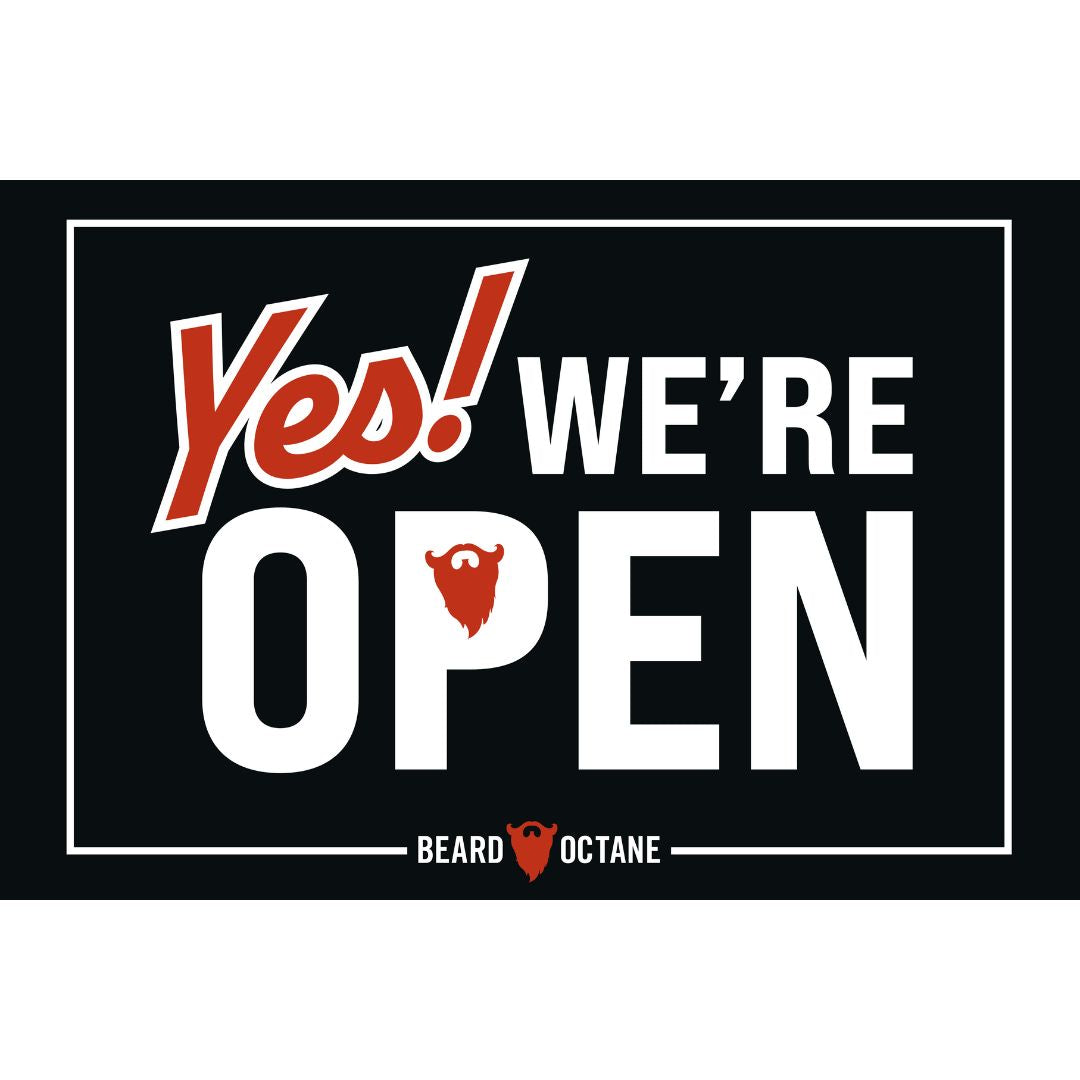 Barber Shop Open/Close Sign – Double-Sided Hanging Display for Front Door Beard Products