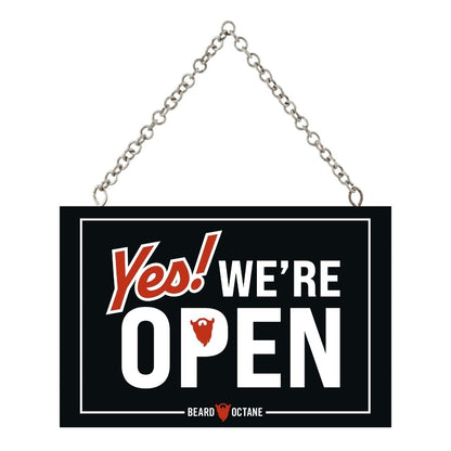Barber Shop Open/Close Sign – Double-Sided Hanging Display for Front Door Beard Products
