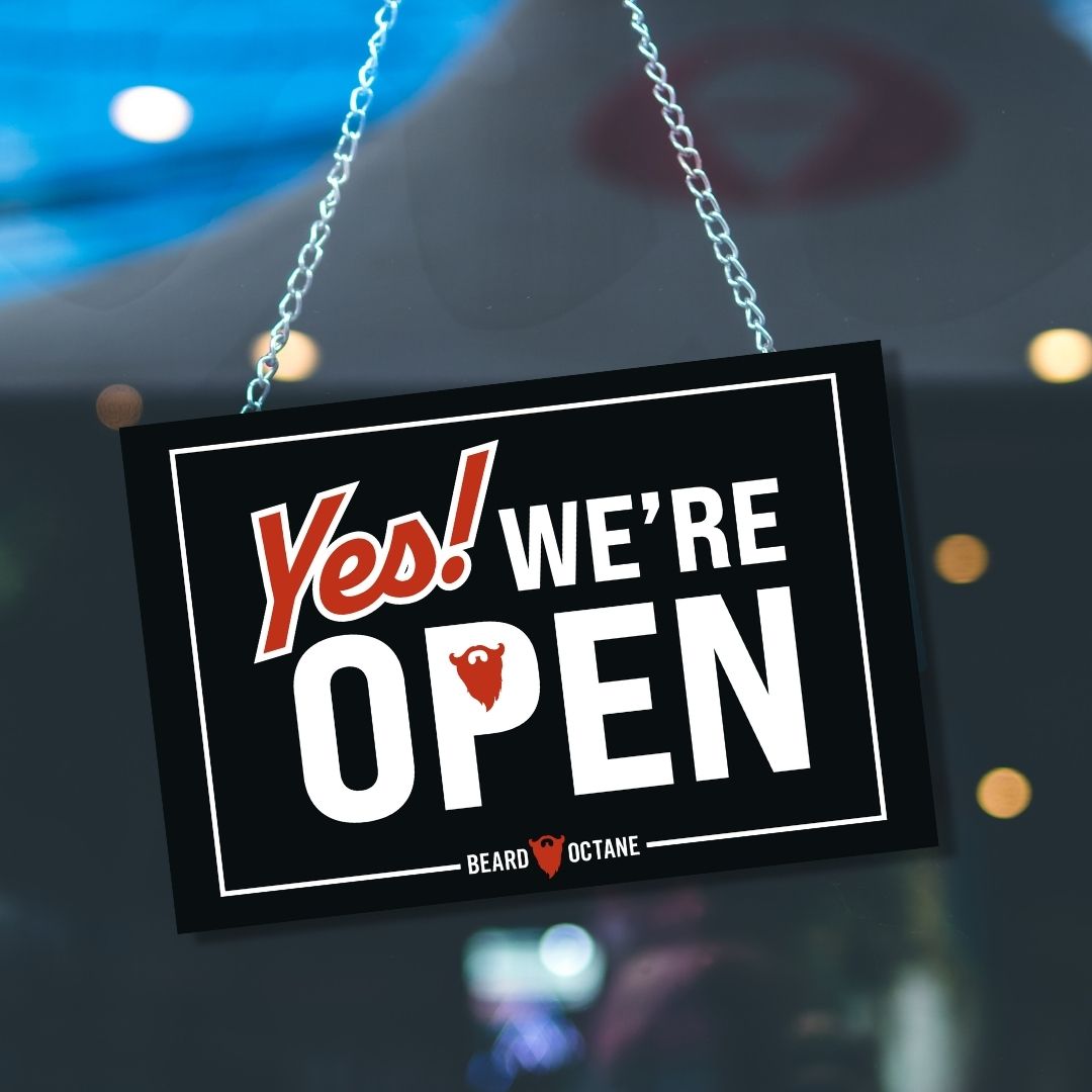 Barber Shop Open/Close Sign – Double-Sided Hanging Display for Front Door Beard Products
