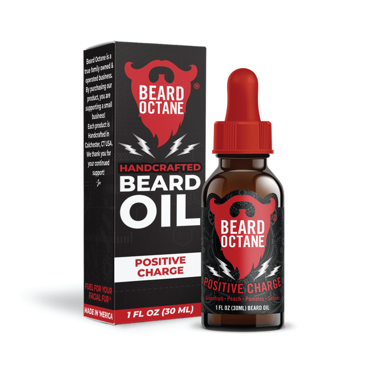 Positive Charge Beard Oil - Sugared Grapefruit, Gingered Peach & Seltzer Beard Products