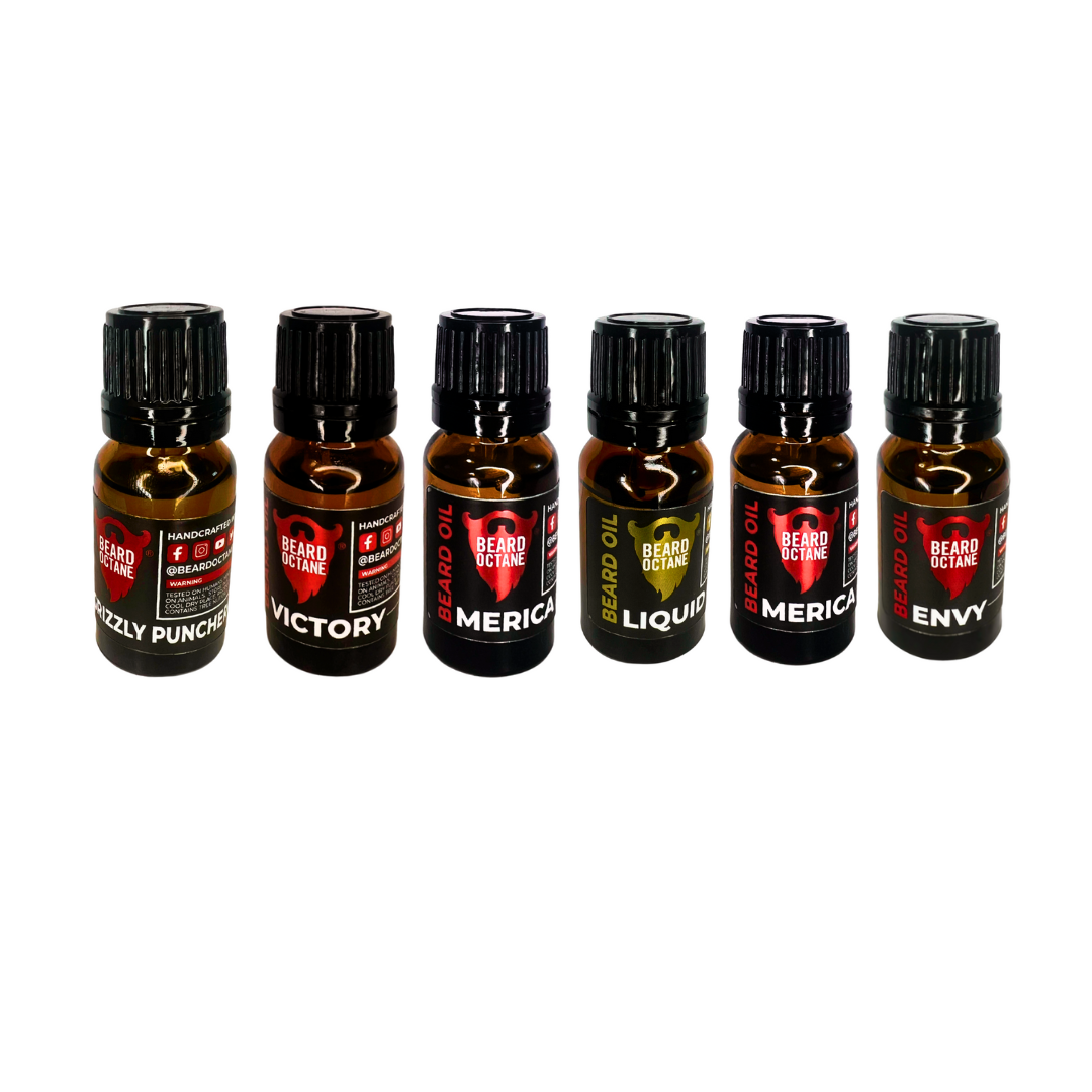 6 Beard Oil Sampler (10ml) - Your Choice of Scent