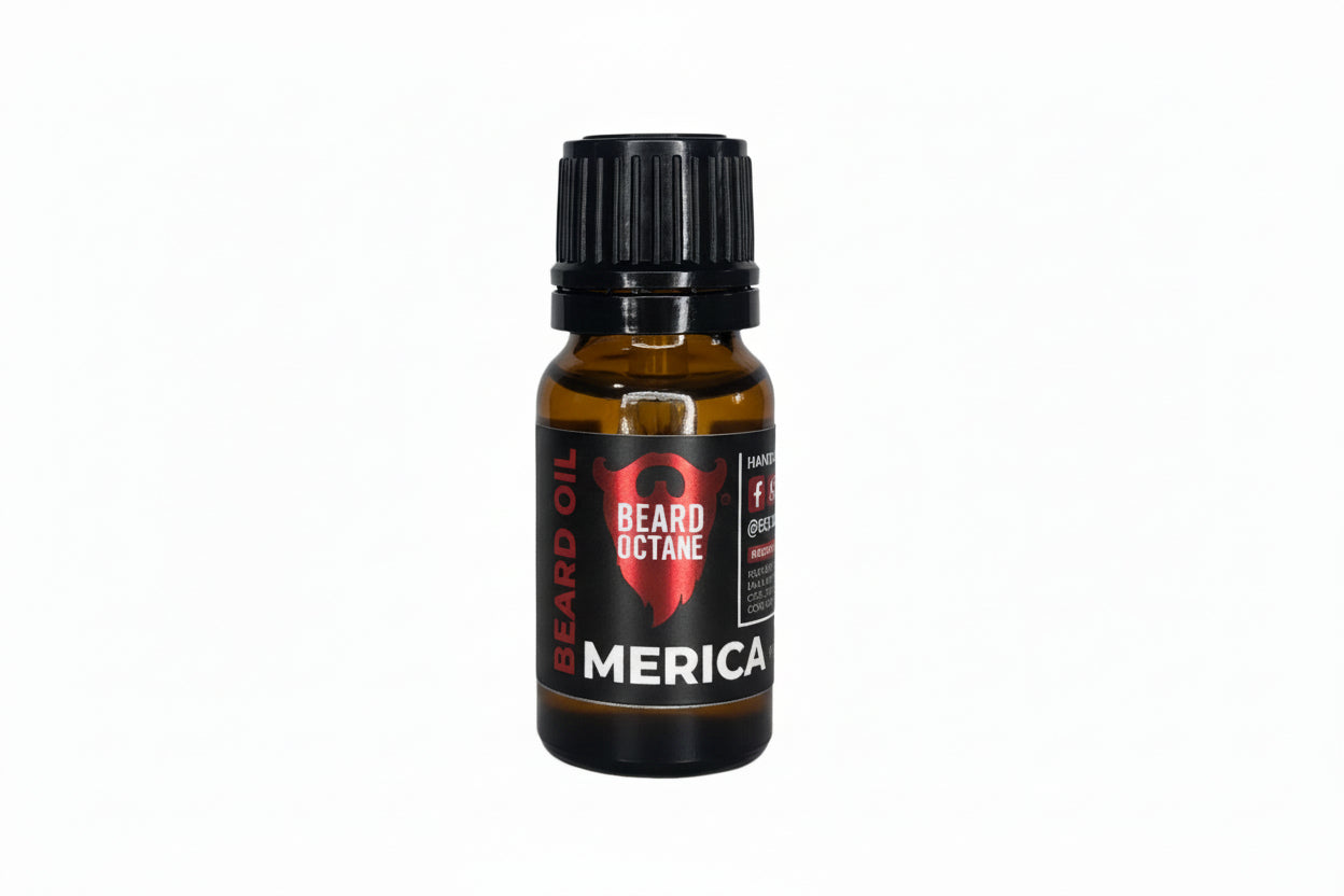 Merica Beard Oil - Cedar, Leather, Apples & Musk - 10ml Sampler size - Beard Octane Australia